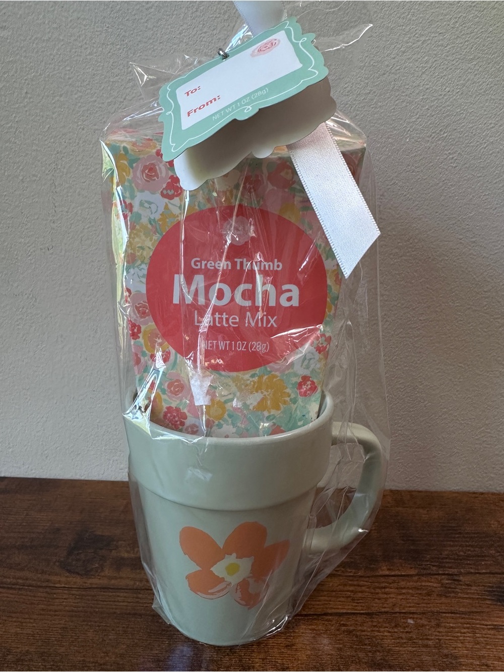 Green Thumb Mocha Latte Mix Gift Set Ceramic Flower Pot Mug Cocoa Gift Brand New